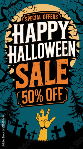 Halloween sale special offer with 50% discount.