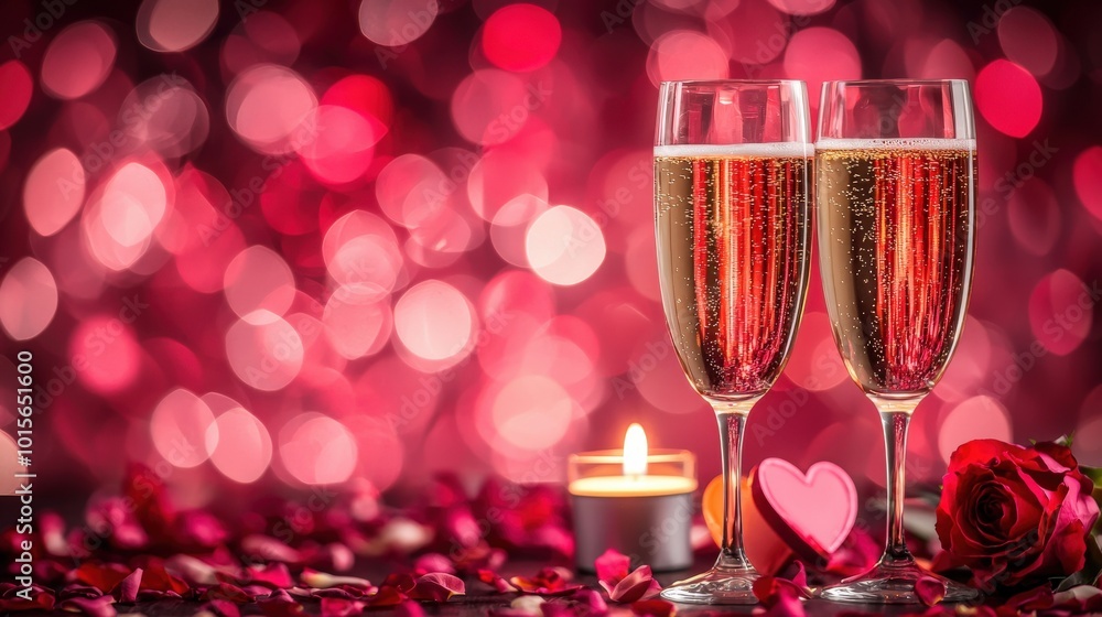 Elegant Champagne Glasses Against a Romantic Background Elegant Champagne Glasses Against a Romantic Background