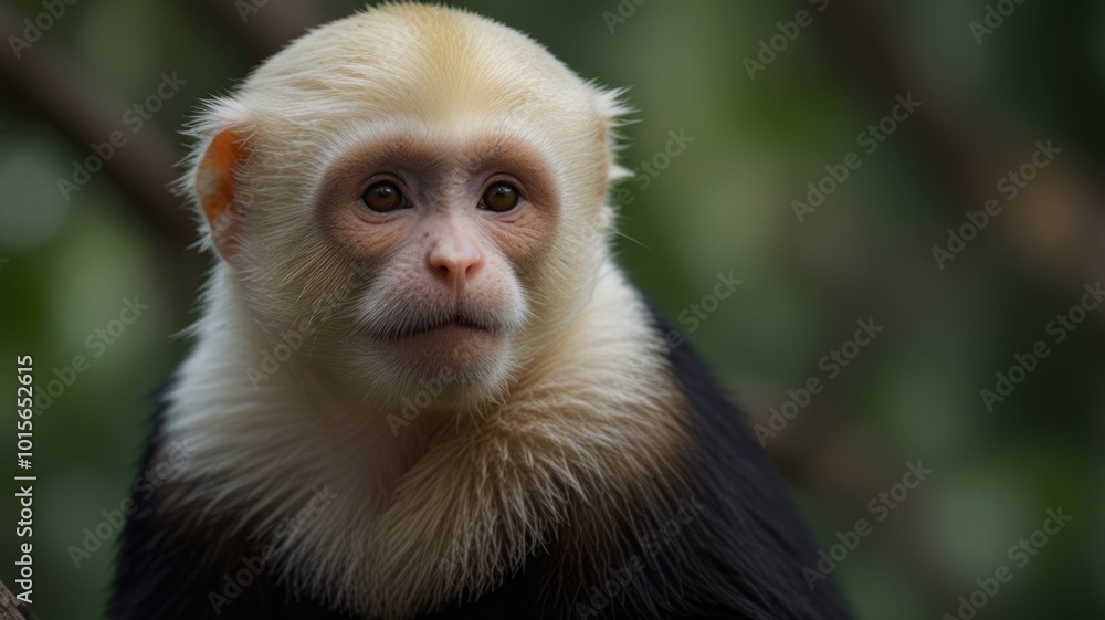 White-headed Capuchin over a blurry background White-headed Capuchin over a blurry background