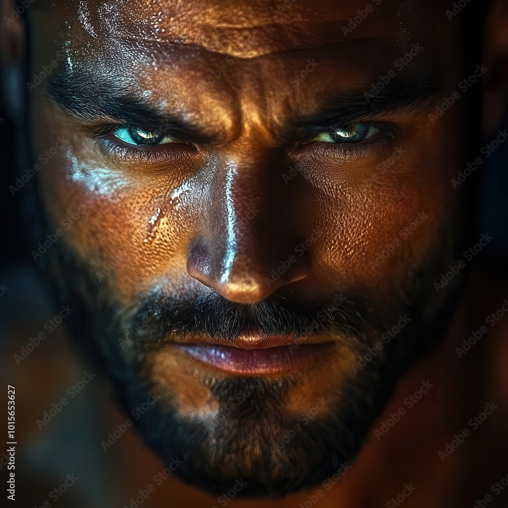 Confident individual making direct eye contact, bright lighting, body language showing power and control, intense gaze, ultra-realistic facial detail Confident individual making direct eye contact, bright lighting, body language showing power and control, intense gaze, ultra-realistic facial detail