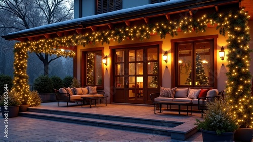 Cozy Patio with Christmas Lights.