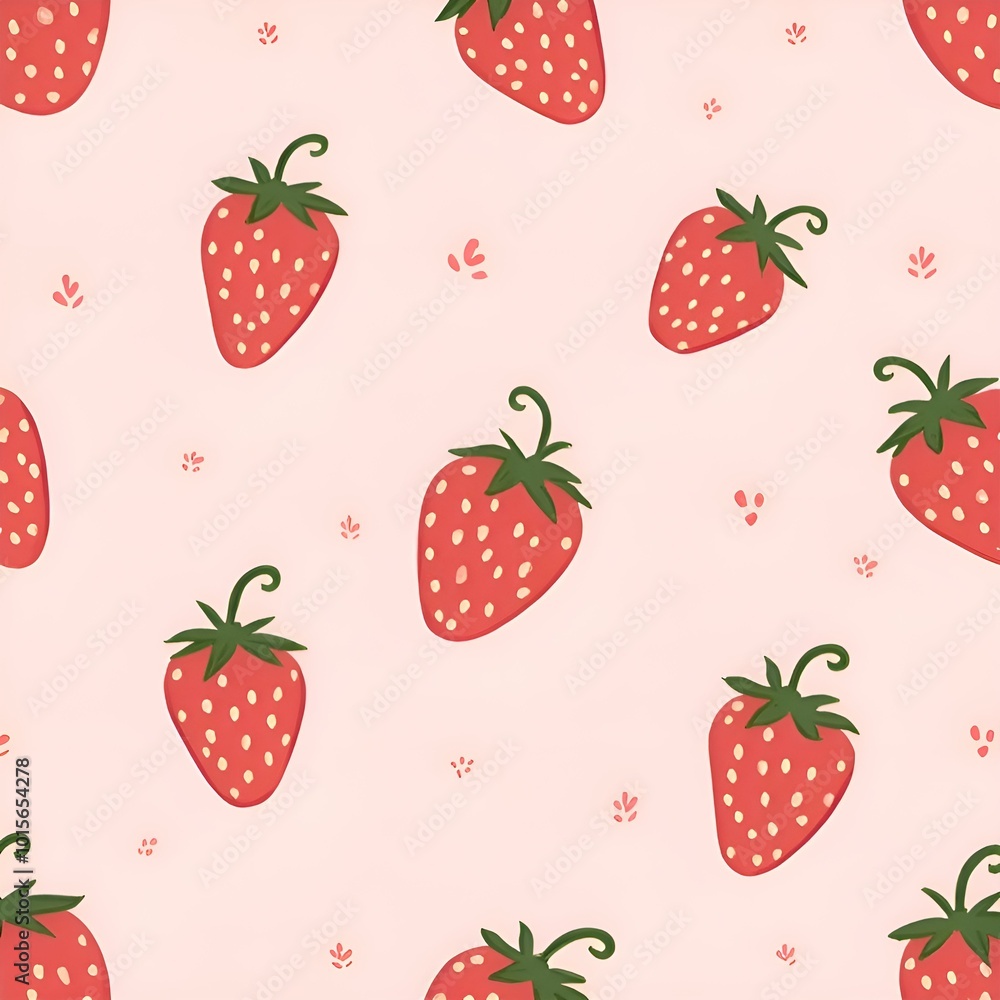 seamless pattern with strawberries. Generative ai seamless pattern with strawberries. Generative ai