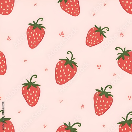 seamless pattern with strawberries. Generative ai