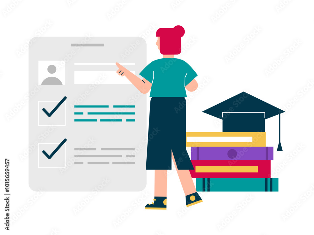 Lecturers are checking student assignments. Campus illustrations. Flat vector illustration. Lecturers are checking student assignments. Campus illustrations. Flat vector illustration.