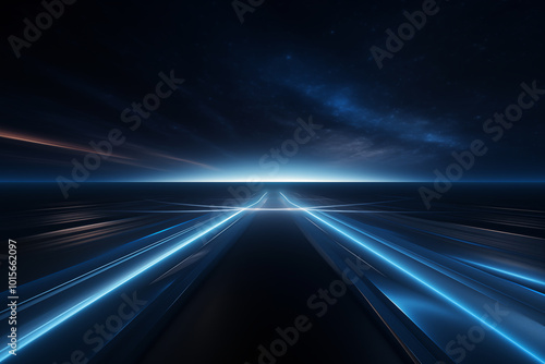 Technological blue perspective road for technology internet concept