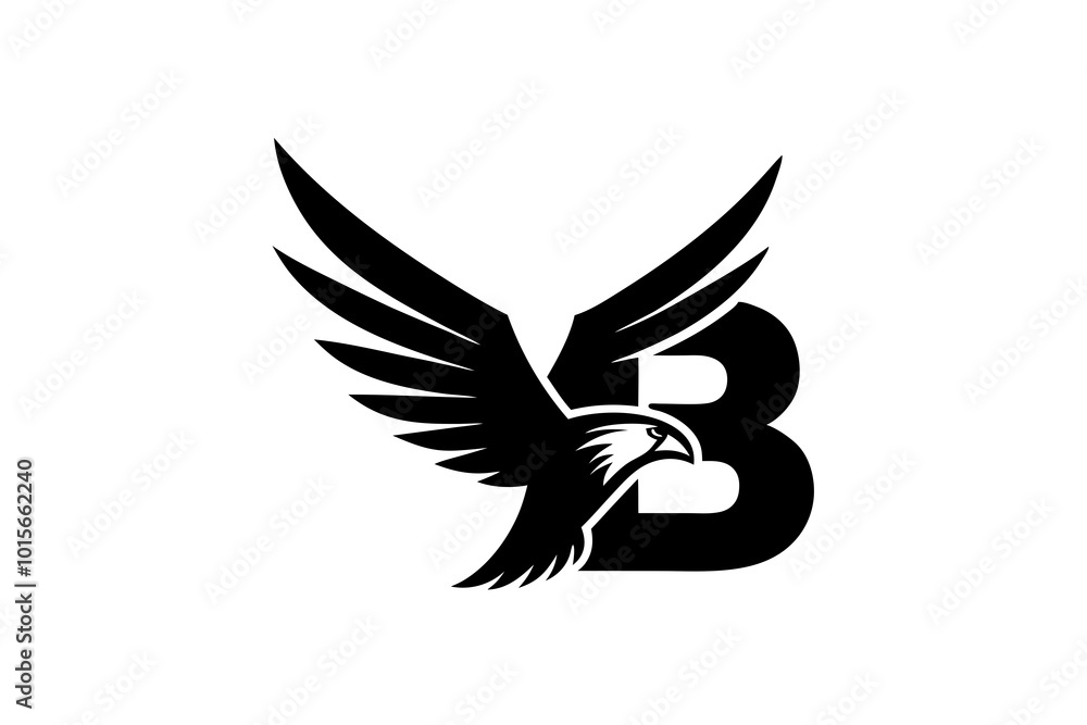 Obraz premium Modern Eagle with 'B' Letter Clean Vector Design