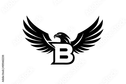 Modern Eagle with 'B' Letter Clean Vector Design photo