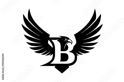 Modern Eagle with 'B' Letter Clean Vector Design photo