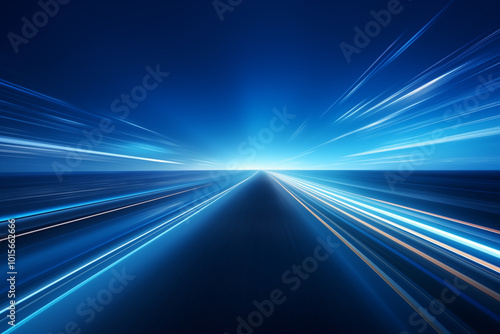 Technological blue perspective road for technology internet concept