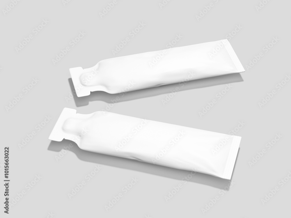 White Stick Bag Sachet Mockup 3D Render White Stick Bag Sachet Mockup 3D Render