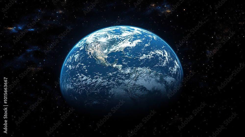 Obraz premium An awe-inspiring AI-generated illustration of our planet, Earth, highlighting the stunning beauty and fragility of its environment.