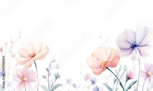 watercolor illustration of flowers background-generative ai