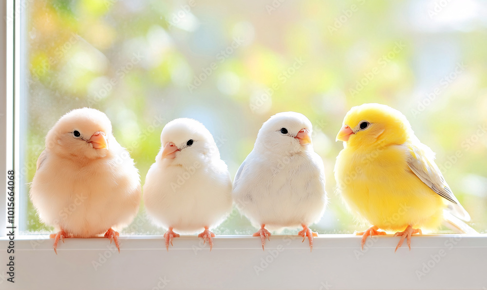 Naklejka premium birds on a branch-generative ai