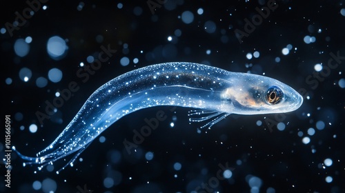 Translucent Gulper Eel Glowing in Dark Waters photo