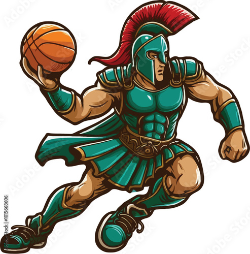 A Spartan warrior Basketball sports mascot illustration, isolated