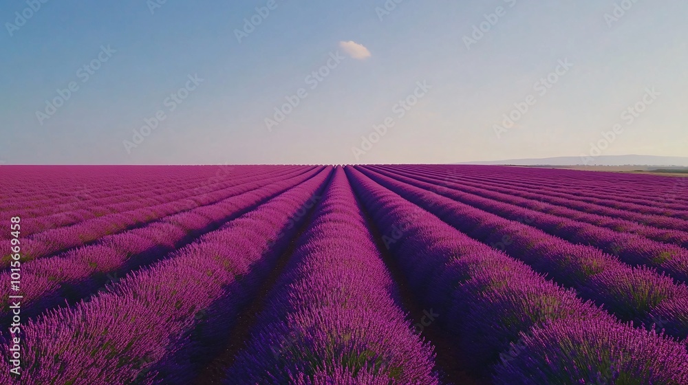 Sweeping Shot Over Lavender Field in Full Bloom Sweeping Shot Over Lavender Field in Full Bloom
