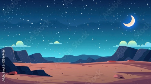 Night Sky over a Desert Landscape