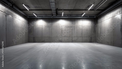 Industrial Chic: A stark, minimalist concrete room, bathed in the cool glow of artificial lighting. Empty space, ready for your vision.