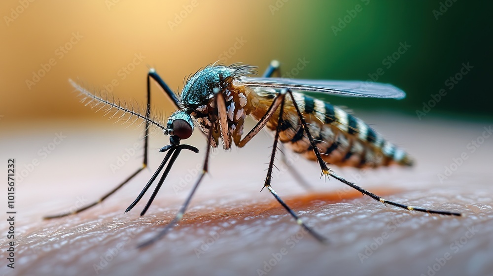 Fototapeta premium Mosquito Biting an Arm Close-Up
