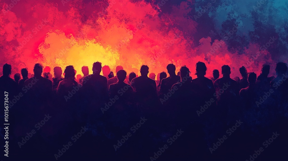 Background with a crowd of people, illustration, simple, dark colors Background with a crowd of people, illustration, simple, dark colors