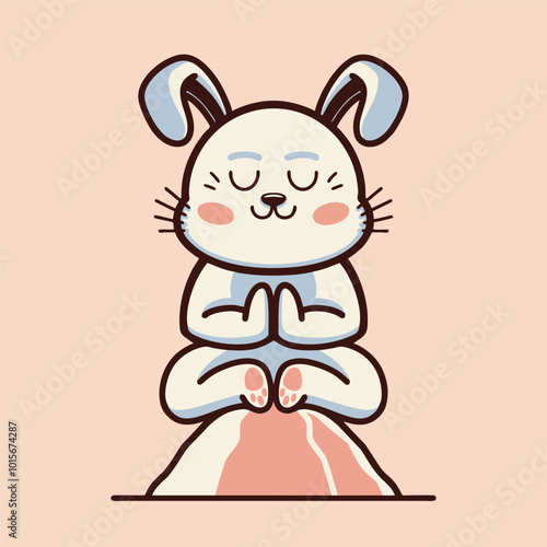 Cartoon Rabbit Yoga Style Vector illustration