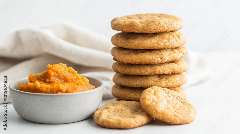 sweet potato puree as a butter alternative: a clean, minimalist photograph of a stack of rustic cookies displayed from the front sweet potato puree as a butter alternative: a clean, minimalist photograph of a stack of rustic cookies displayed from the front