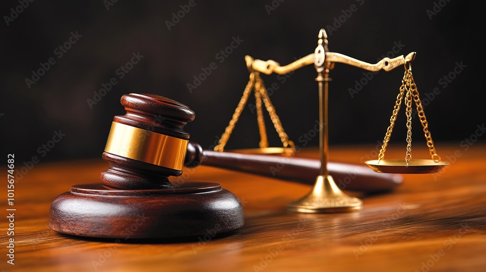 the gavel and scale of justice sit on a desk the gavel and scale of justice sit on a desk