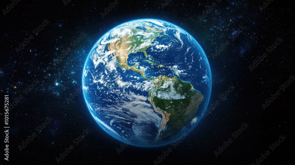 Beautiful view of Earth from space, vibrant colors on black background Beautiful view of Earth from space, vibrant colors on black background