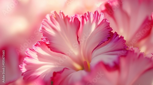 Dianthus pink flower vibrant sun light and blurred background