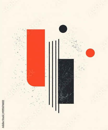 Abstract Geometric Design: Red, Black, and White