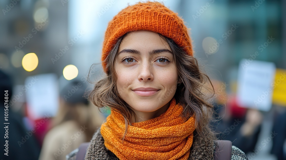 A woman holds a sign at a climate change protest, her expression determined as she marches for a cause. A woman holds a sign at a climate change protest, her expression determined as she marches for a cause.