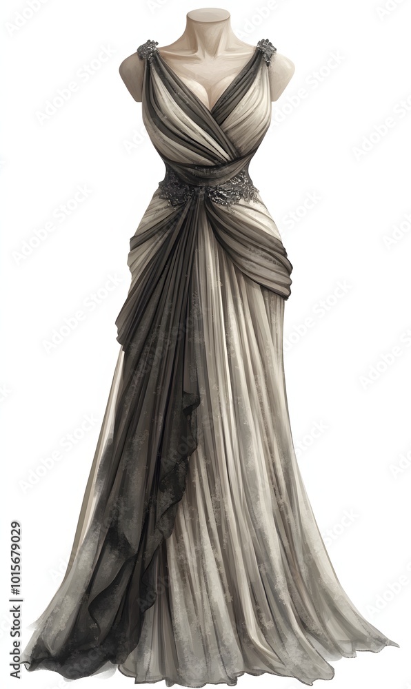 55. An elegant ensemble for a formal event featuring a flowing gown 55. An elegant ensemble for a formal event featuring a flowing gown