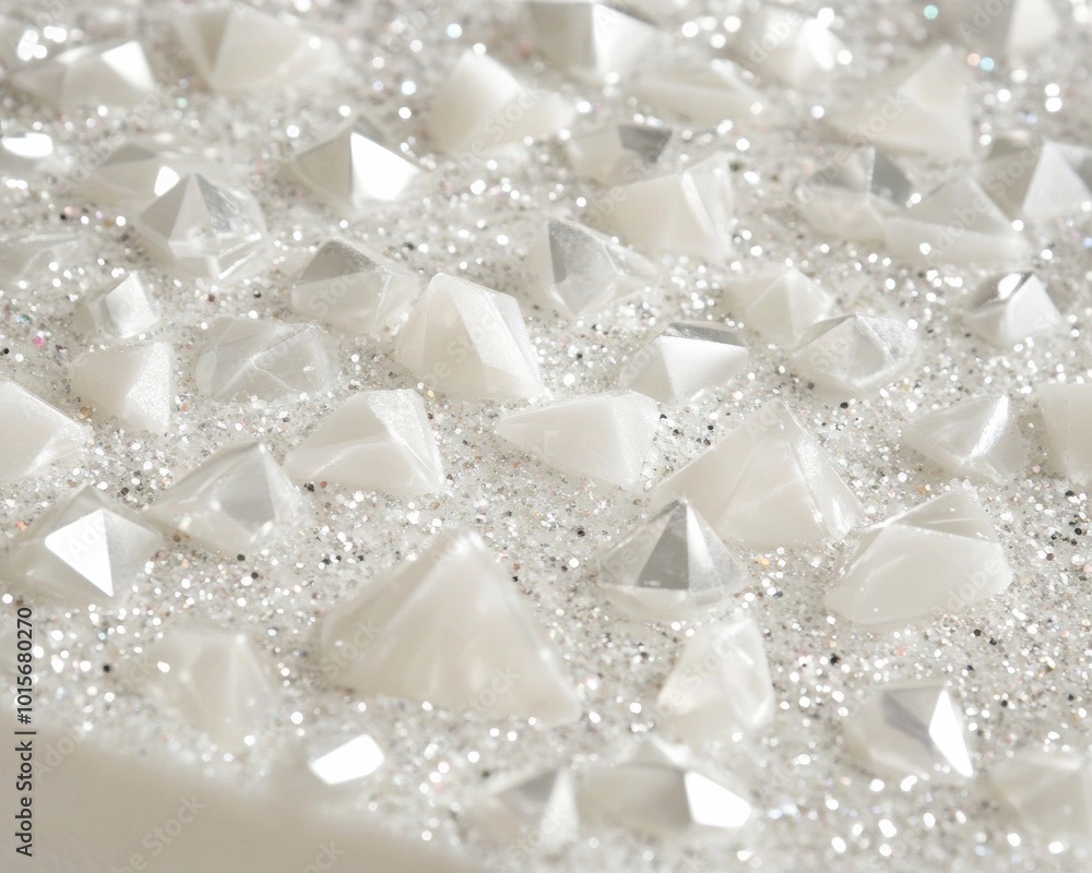 Luxurious Macro Shot of Sparkling Diamond-Shaped Sugar Crystals on Cake Luxurious Macro Shot of Sparkling Diamond-Shaped Sugar Crystals on Cake