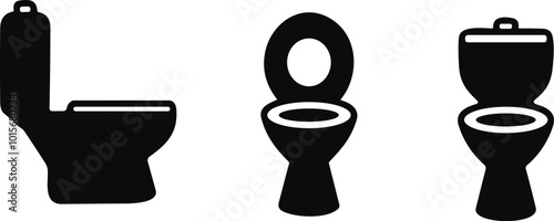 Toilet flat icon bowl sanitaryware vector bathroom set. Bidet toilet icon collection
