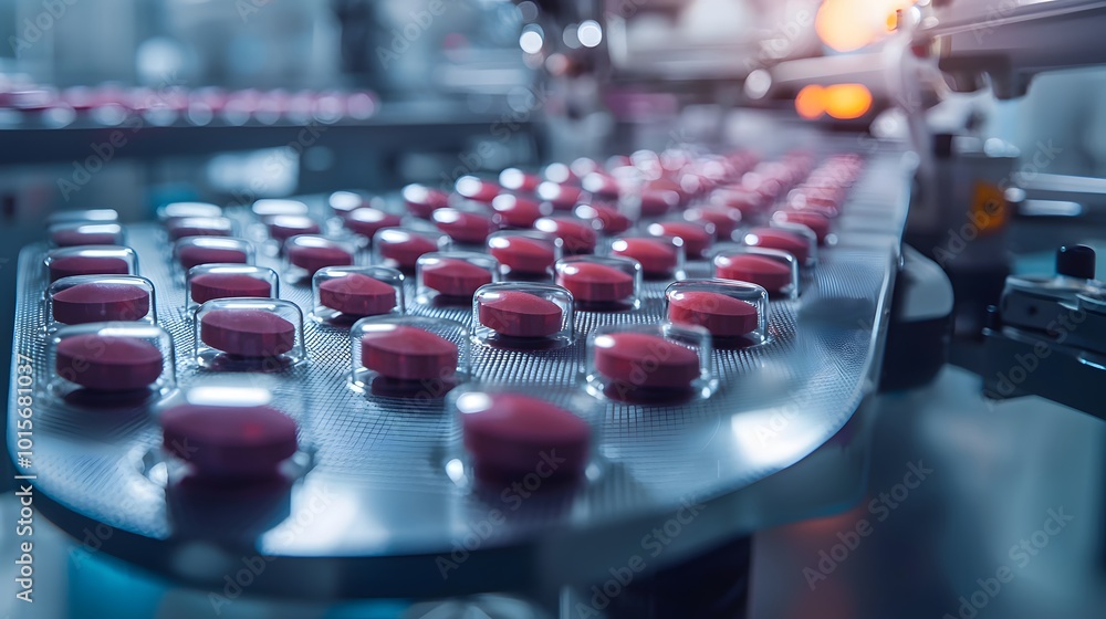 Pharmaceutical Pills on a Conveyor Belt. Pharmaceutical Pills on a Conveyor Belt.
