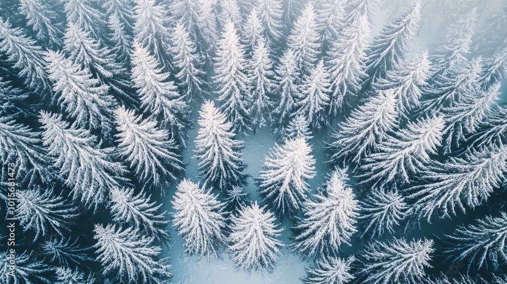 Snow-Covered Forest in Winter from Above Snow-Covered Forest in Winter from Above