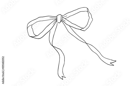 シンプルなリボンの線画イラスト
