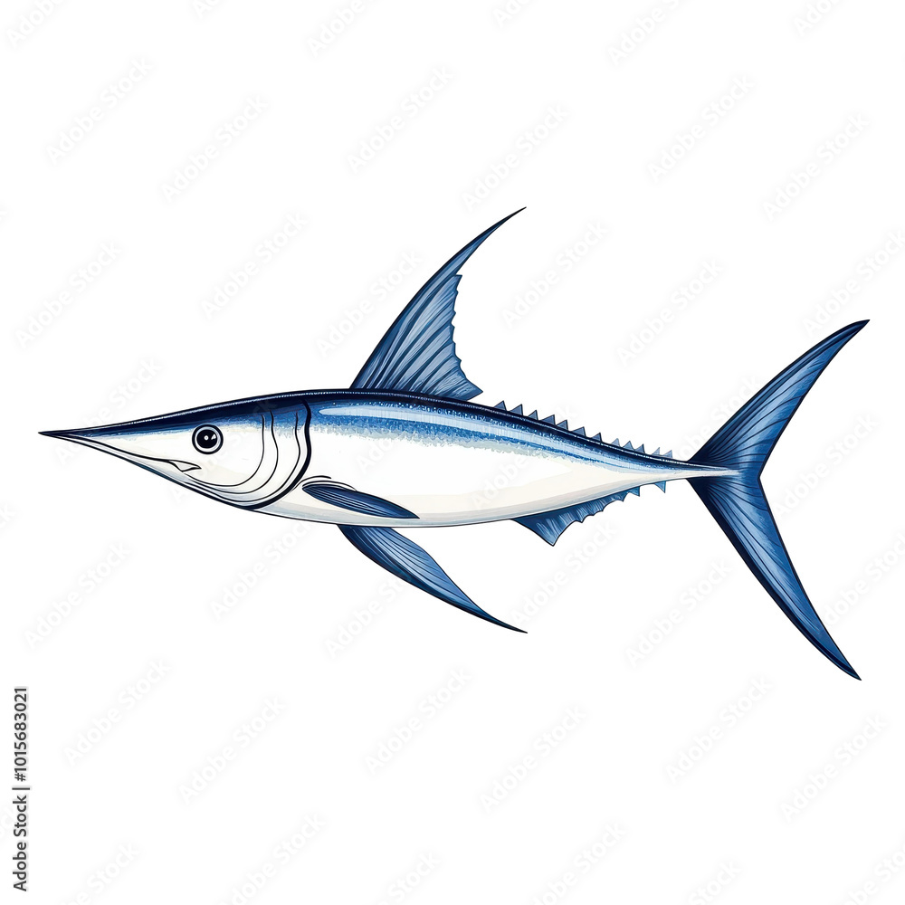 A striking swordfish displayed against a pure white backdrop, showcasing its sleek form and distinctive features. A striking swordfish displayed against a pure white backdrop, showcasing its sleek form and distinctive features.