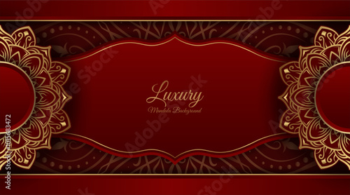 Luxury red background with ornamental mandala