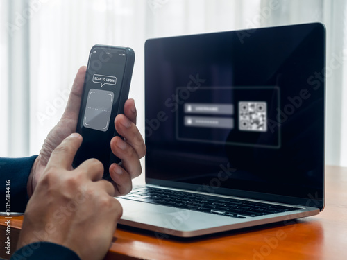 Obraz na plátně QR Code, multi factor authentication security concept