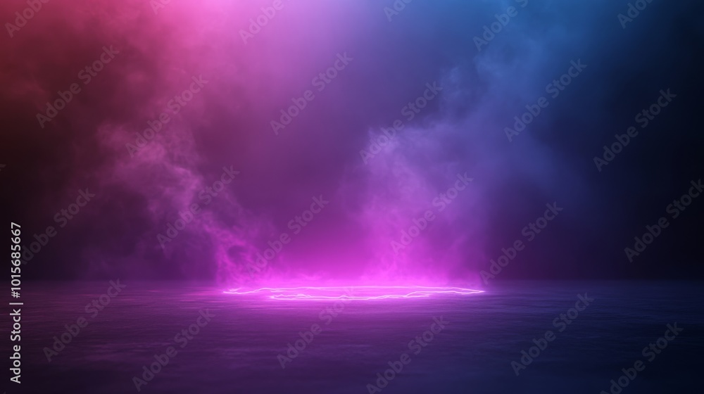 The shimmering energy portal releases vibrant arcs of electricity, casting enchanting purple and blue light in a dark, mystical environment, with clear space for text on the right The shimmering energy portal releases vibrant arcs of electricity, casting enchanting purple and blue light in a dark, mystical environment, with clear space for text on the right