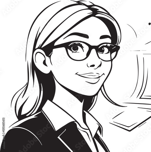 Cartoon character drawing of a female manager