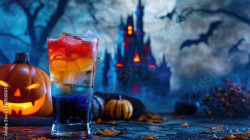 Halloween Cocktail with a Spooky Backdrop