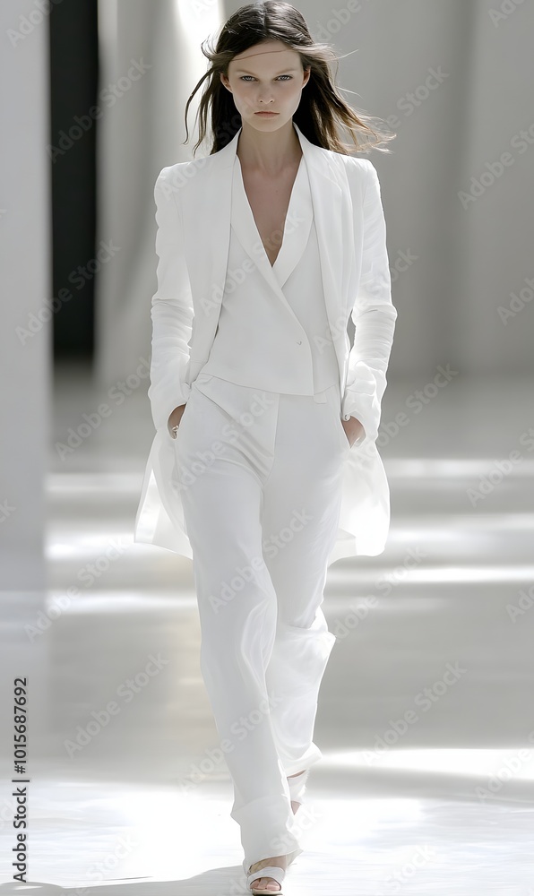 30. A sophisticated all-white outfit with clean lines and elegant shapes 30. A sophisticated all-white outfit with clean lines and elegant shapes