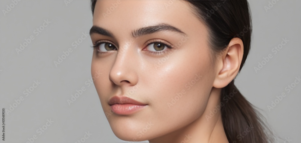 Naklejka premium An Elegant Profile Highlighting Flawless Skin and Natural Elegance