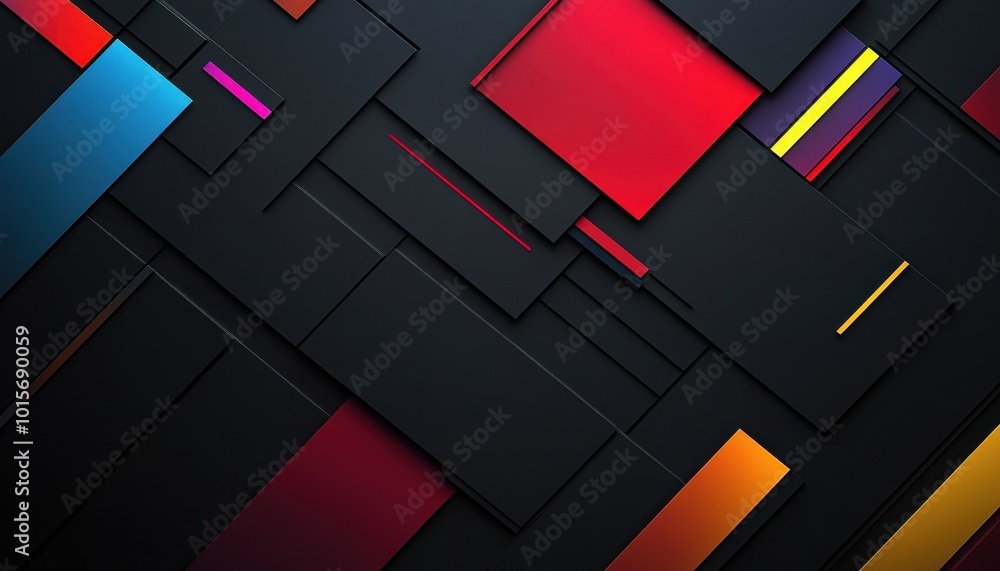 Abstract Geometric Pattern with Vibrant Colors on a Black Background Abstract Geometric Pattern with Vibrant Colors on a Black Background