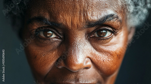 closeup of woman's eyes and face - wrinkles, portrait, serious, moody, human, female, black and white