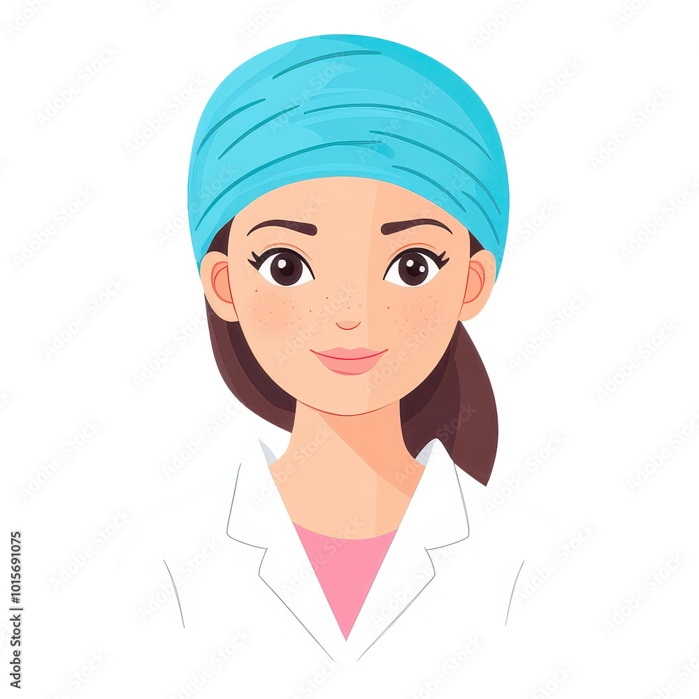 A vibrant pictogram illustrating a female oncological patient proudly wearing a turban, exuding strength and hope. A vibrant pictogram illustrating a female oncological patient proudly wearing a turban, exuding strength and hope.