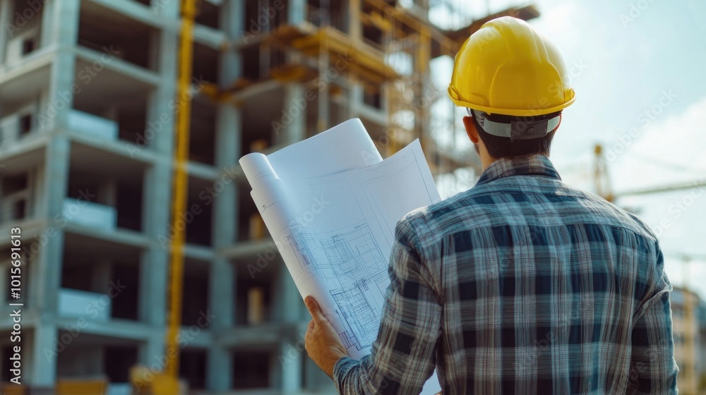 Construction Worker Reviewing Plans Construction Worker Reviewing Plans