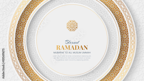Ramadan Kareem elegant Islamic backdrop background with arabesque border and patterns
